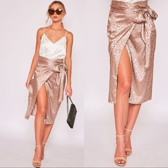 Vici Dresses & Skirts - CHAMPAGNE GARDENS SILK MIDI SKIRT